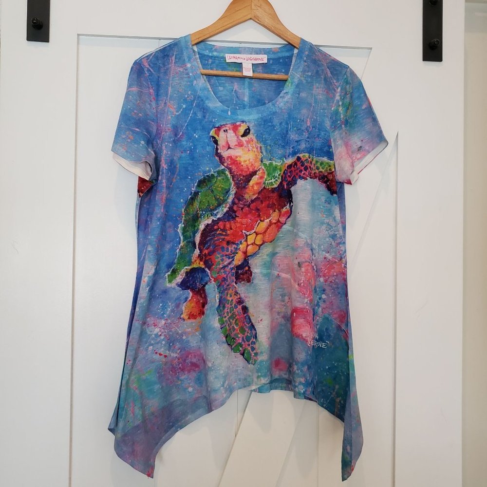 Leoma Lovegrove Colorful Sea Turtle Short Sleeve Tee - Blue Multi